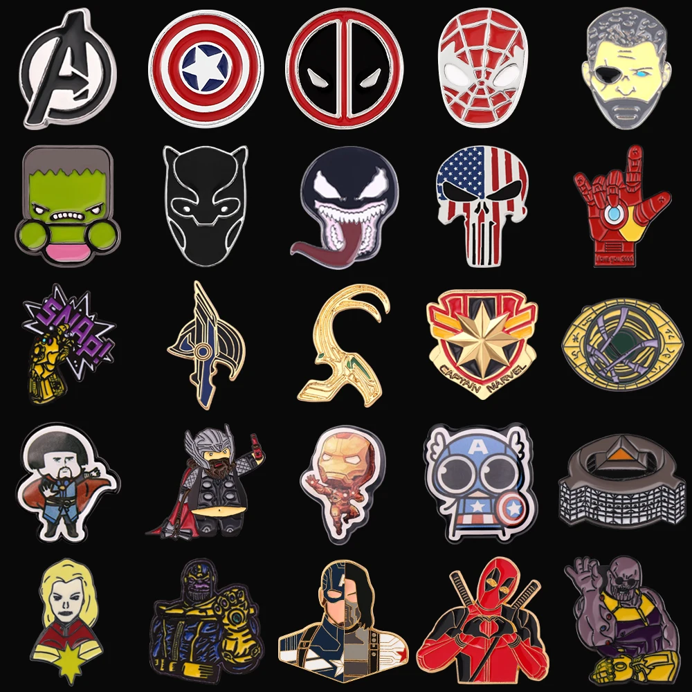 Marvel Cinematic Universe Enamel Brooches Spiderman Captain America Iron Man Thor Hulk Superhero Badges Pins