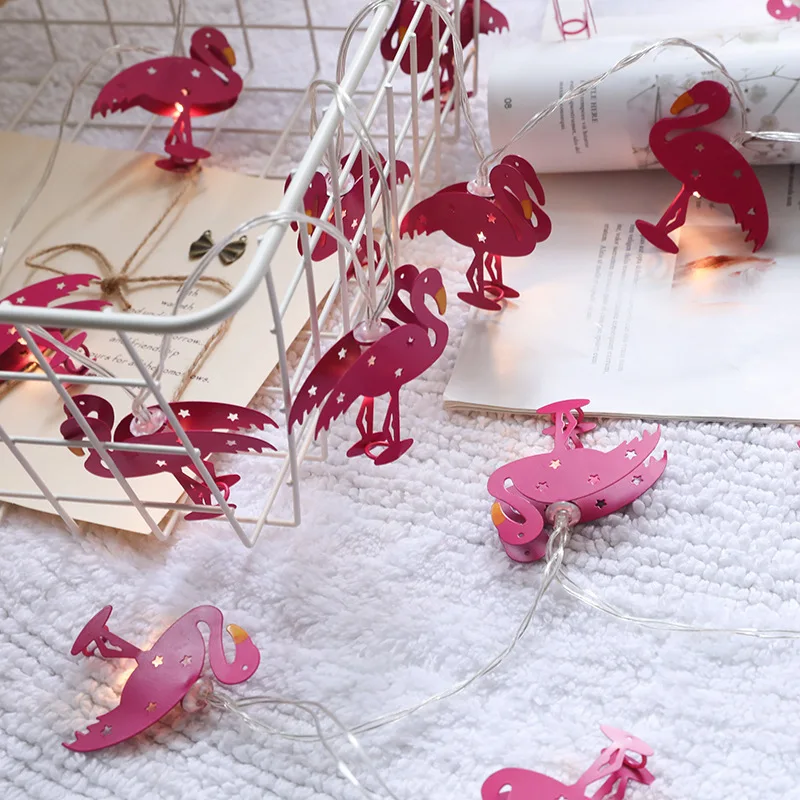 LED Iron Flamingo String Light Summer Fairy Garland Hawaii Style Lamp String USB o a batteria per Barbecue Party Decor