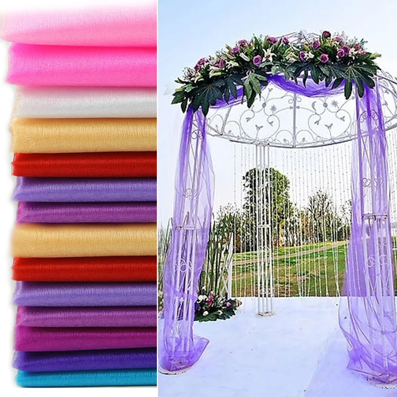 Diy 48CMx5M Organza Tulle Fabric Crystal Wedding Arches Snow Yarn Wedding Party Decoration Birthday Baby Show 77