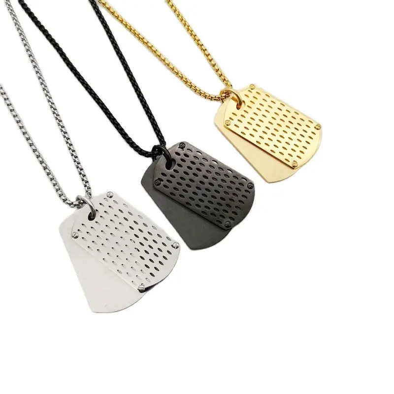 

Stainless steel 2pcs dog tag pendant necklace mens fashion jewelry necklace stylish cool dogtag necklace