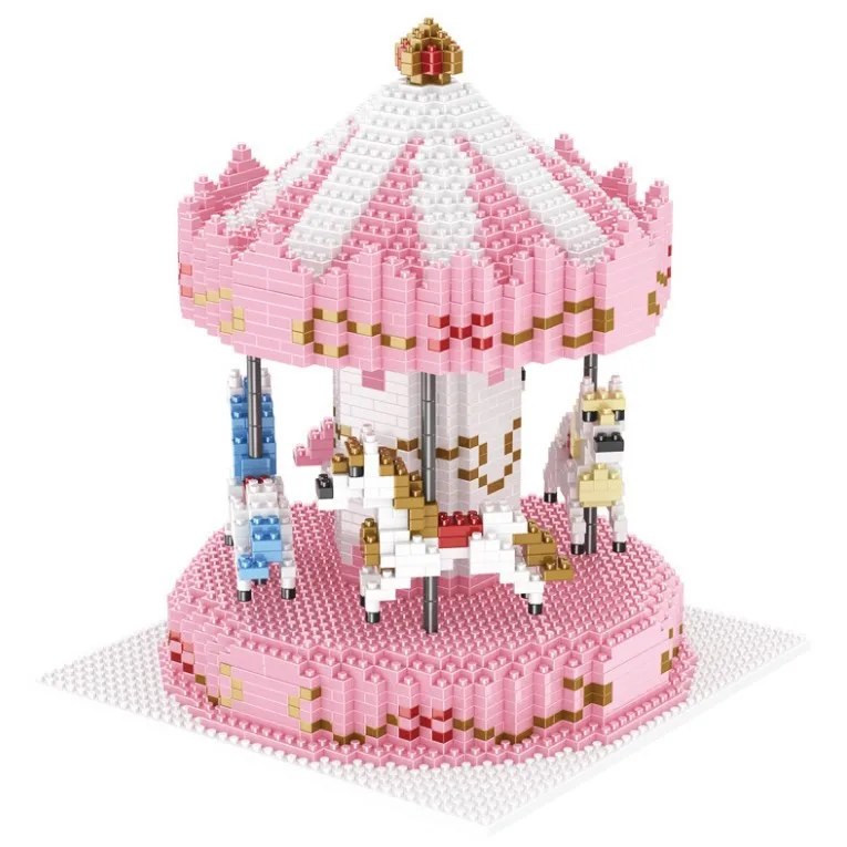 

Funny Amusement Park Carousel Micro Diamond Block Merry-Go-Round Building Bricks Nanobricks Diy Assemble Toys For Girls Gifts