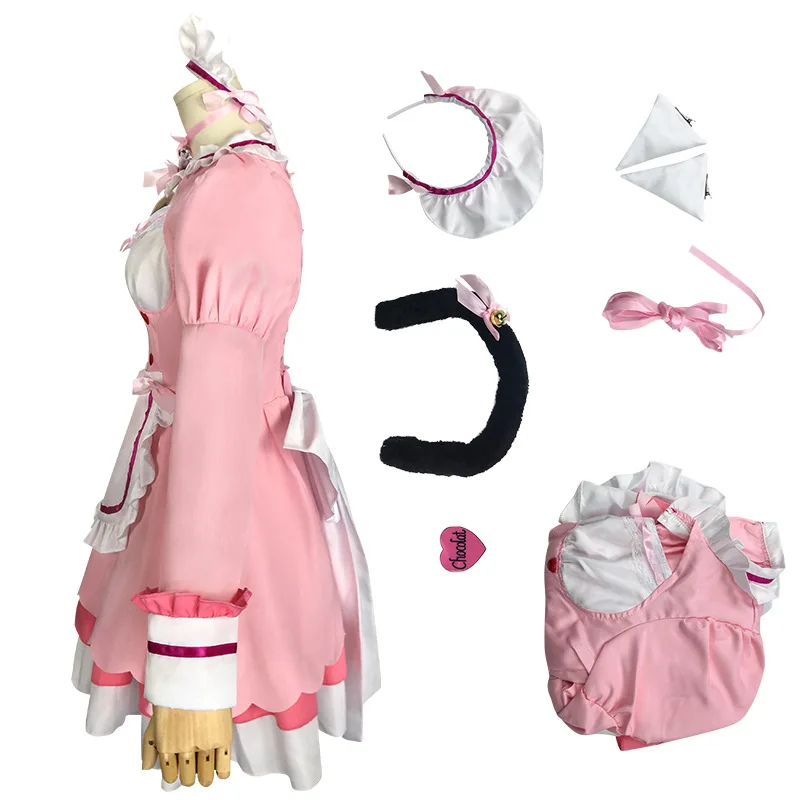 Costumes de carnaval d'halloween, uniforme de demoiselle d'honneur, dessin animé japonais Nekopara Chocola, Costume Cosplay spécial mignon bleu rouge en tissu chaud