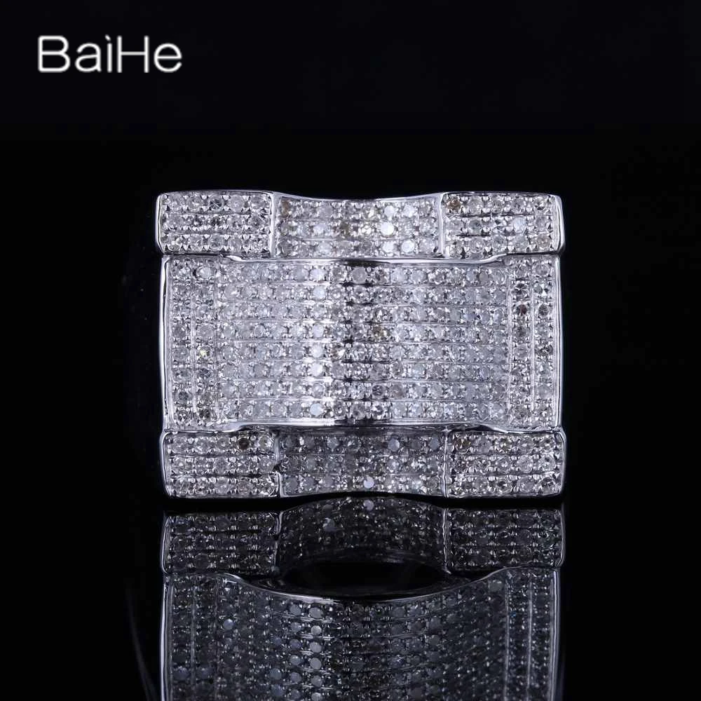 

BAIHE Solid 14K White Gold H/SI Natural Diamond rings for men Wedding Band Engagement Trendy Fine Jewelry anillos mujer bague