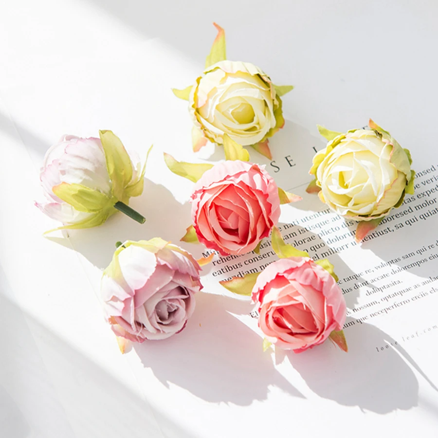 100 Stück Künstliche Blumen Teeknospen für Hochzeitsdekoration, Weihnachtskränze, Heimdekorationen, DIY-Geschenkboxen, Handarbeiten, Seidenrosen – Detail 4
