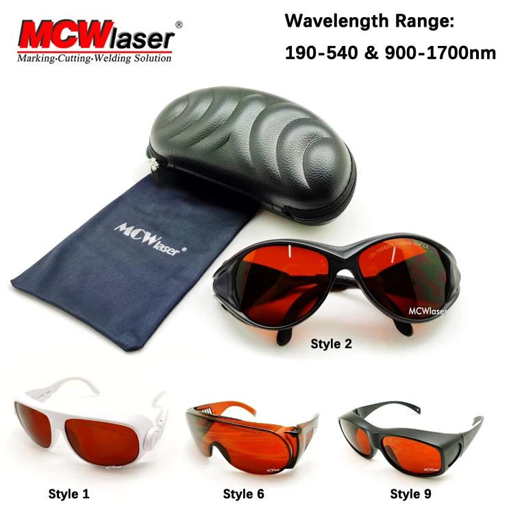 MCWlaser Laser Safety Goggles  190-540 & 900-1700nm OD4+ CE Typical For 355nm 405nm 445nm 532nm 980nm 1064nm EP-1A