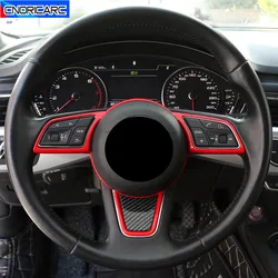 Carbon Fiber Color Car Steering Wheel Decoration Frame Cover Trim For Audi A3 8V A4 B9 A5 2017-2019 Interior Auto Accessories