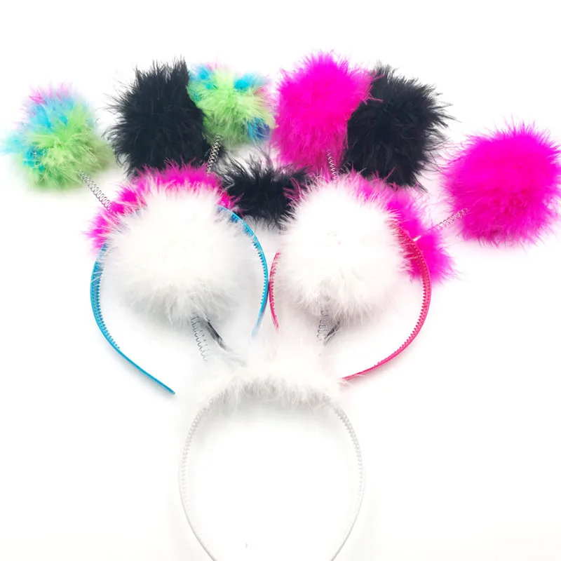 

Adorable Plush Ball Pompon Cute Headwear Hair Hoop for Costume Role Play Birthday Party Outfit Home Christmas Easter Wedding