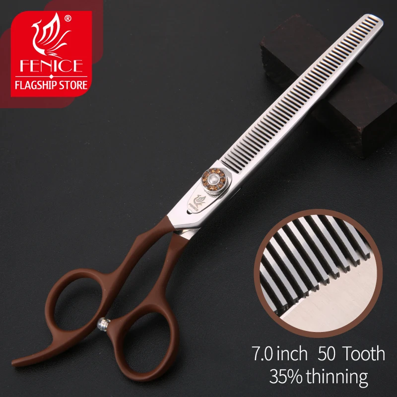 Fenice 7.0 inch Dog Grooming Scissors Professional Left Handed Scissors for Groomers Shears Curved Thinning Chunker Assceories