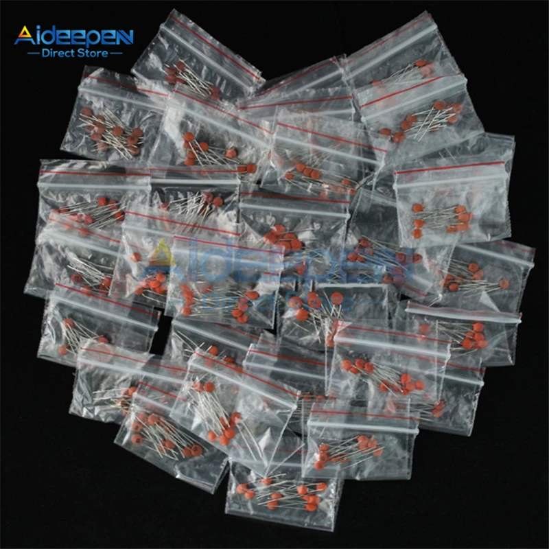 세라믹 커패시터 세트, 50V, 2PF-100NF, 30 값 * 10 개, 3PF, 5PF, 47PF, 68PF, 100PF, 1NF, 1.5NF, 2.2NF, 47NF, 68NF, 로트당 300 개