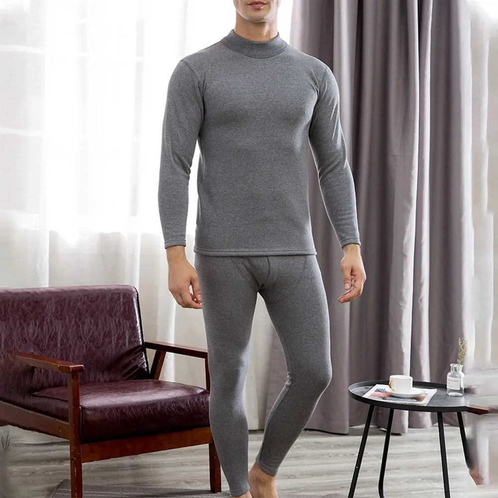 Sous-vêtements thermiques pour hommes, coton naturellement doux, doublure sourire, panneaux chauds, longs caleçons, vêtements thermiques, pyjamas