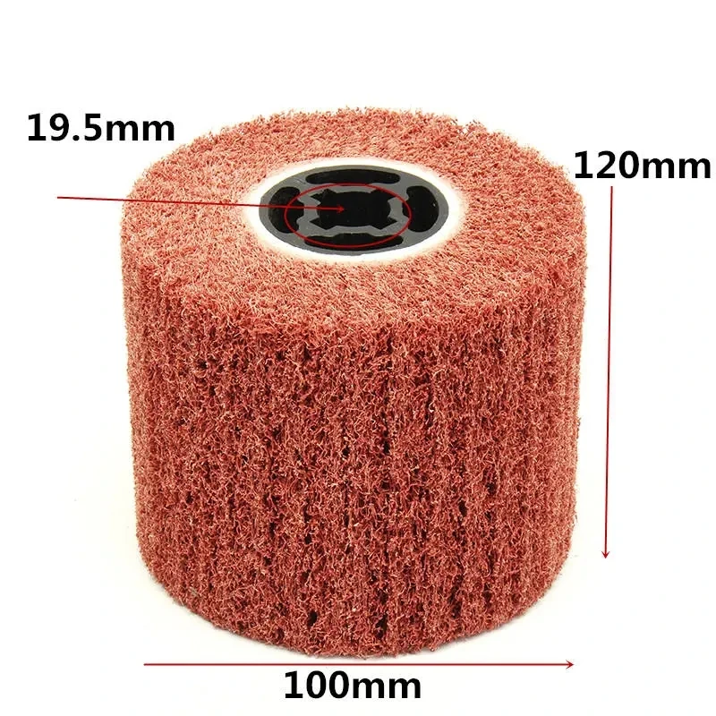 120x100x19mm 40-600 Grit Nylon Flap Brush Satin Metal Steel Wire Drawing Polishing Deburring Drum Wheel For Burnishing Machine