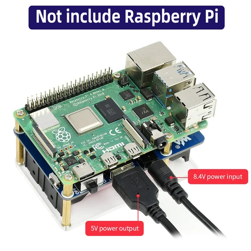 Imagen 2 del producto Raspberry Pi UPS HAT (B) 5V fuente de alimentación ininterrumpida 5A, conector Pogo Pins de alta corriente para Pi 4B 3B + 3B