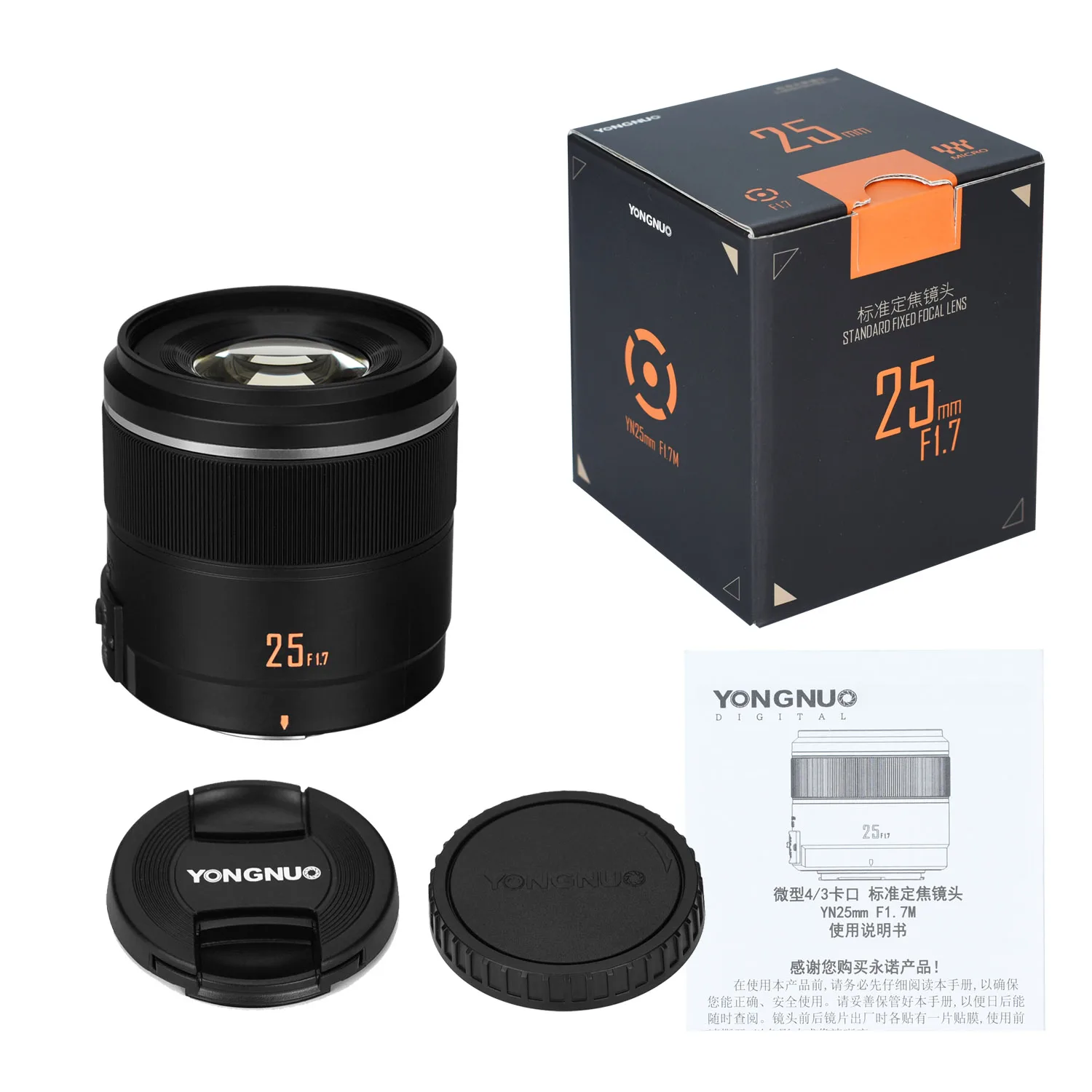 YONGNUO YN25mm 25mm F1.7 F1.7M for M4/3 Mount Camera Lens Large Aperture AF/MF Prime Lens For Panasonic Olympus G95 GF9 GX9