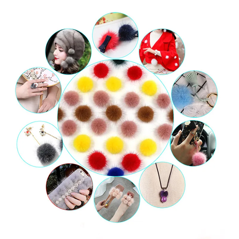 25/30mm Colorful Soft Mink Fur Balls Pompoms for Headdress Key Chain Ornament Decor DIY Clothing Shoes Hats Supplies 10/12pcs