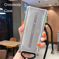 Crossbody Necklace Strap Lanyard Cord Phone Case For ZTE Nubia Red Magic 6 Pro 5G 5S 3 Clear Silicone Case Shockproof Back Cover