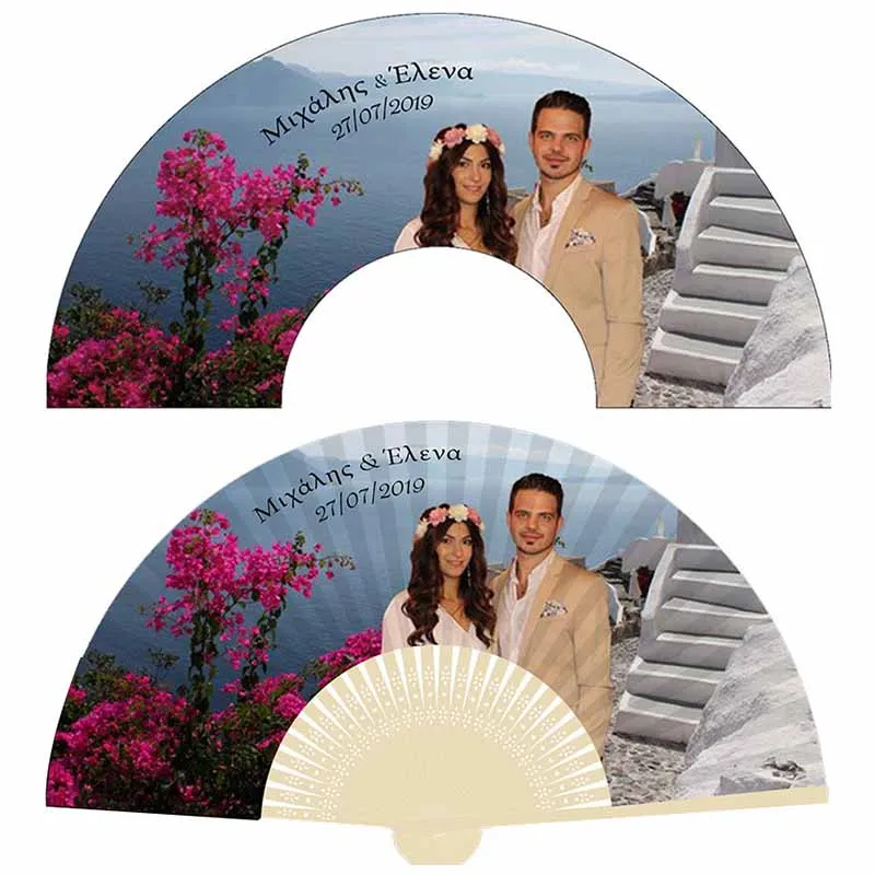 100pcs Personalized Printing Folding Hand Ladies Paper Fan Fold Vintage Fans Wedding Gift Customized Engagement Party Favor