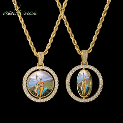 Nextvance Custom Made Photo Rotating Double-Sided Medallions Pendant Necklace Twist Chain Zircon Men's Hip Hop Jewelry Gifts