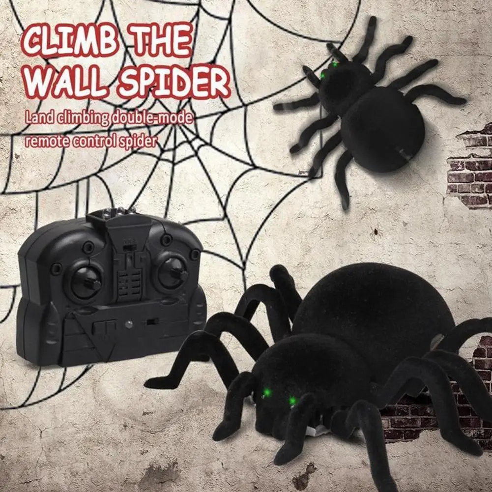 Remote Control Simulation Spider Scary Trick Toy RC Remote Spider Halloween Gifts Climbing Wall Spider Prank Toy Animal Con B9I9