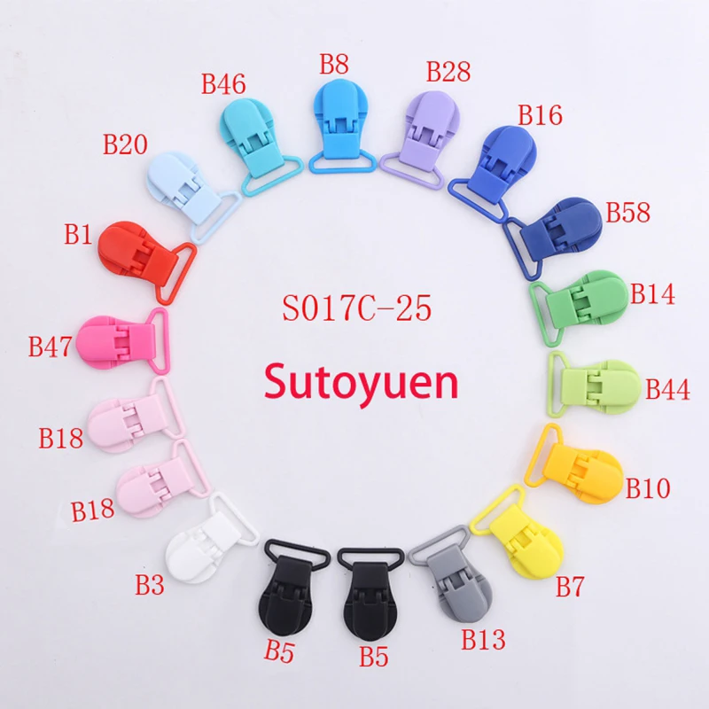 16 Colors Mixed Hot D shape 25mm Plastic Baby Dummy Pacifier Clip Soother Suspender Clip Pacifier Holder Clips 500pcs