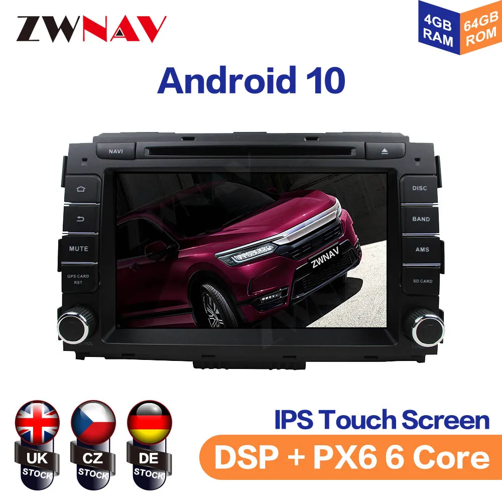 Android 10 4GB+64GB PX6 DSP Car GPS Navigation Multimedia Player For KIA CARNIVAL Venga Auto Stereo Tape Recoder Head Unit