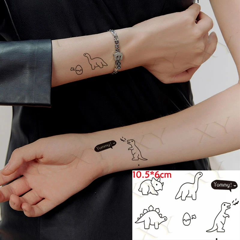 Hewan Tahan Air Tato Sementara Stiker Kucing Dinosaurus Kupu-kupu Tatoo Seni Tubuh Wanita Baru Tato Palsu Tatuaje Lucu Tatto Kecil