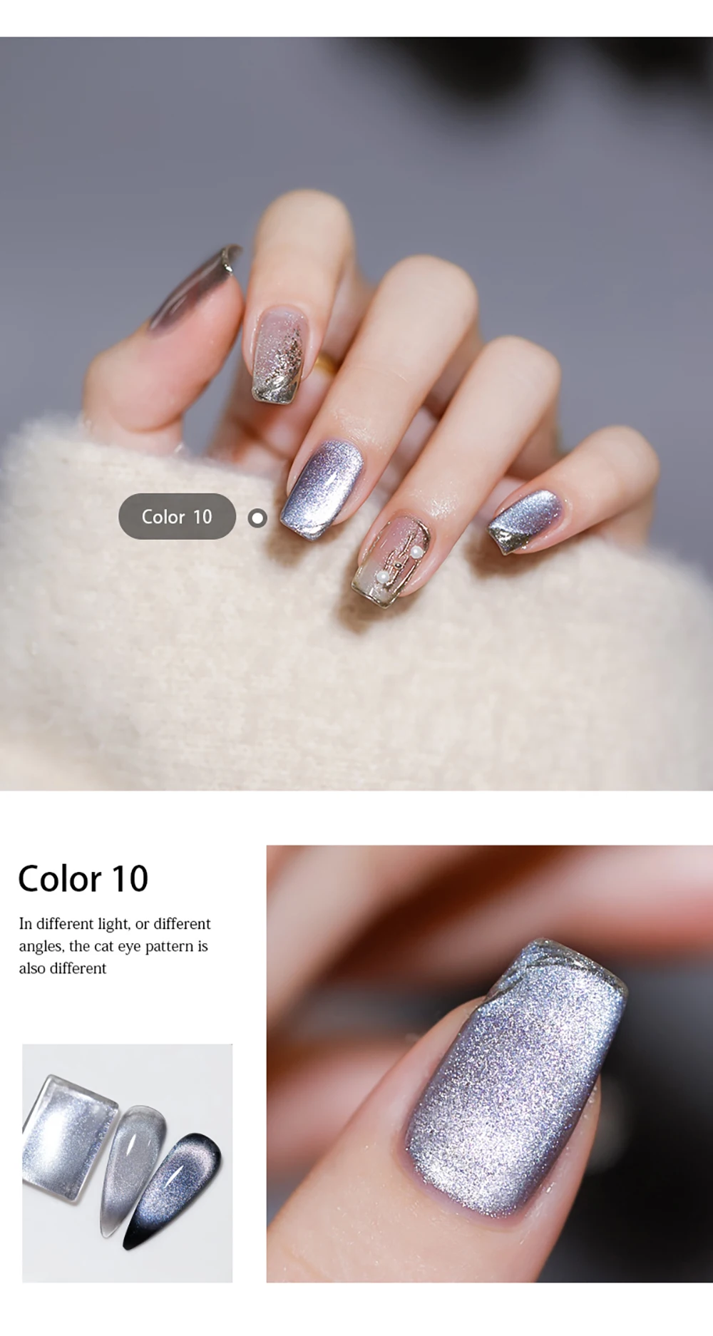 Vendeeni Neuer Bunter Kristall-Katzenaugen-Gel-Nagellack 9D Aurora Katzenaugen-Gel-Lack Magnetischer Hybrid UV Soak-Off Gel-Lack – Detail 13