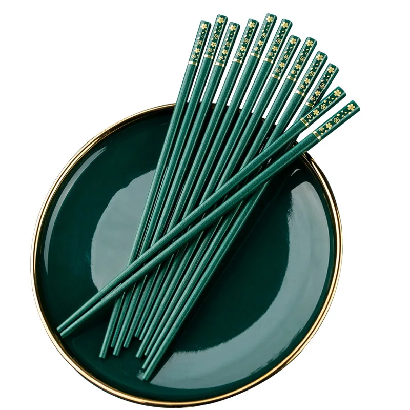 

Sakura Chopsticks Non-slip Chopsticks Set Ins Nordic Tableware Dark Green Non-stick Soup Chinese Chopsticks Food Grade Plastic