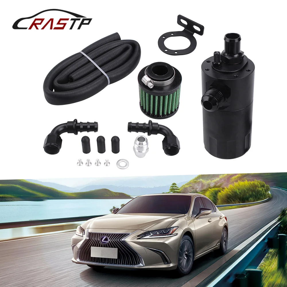 600ml Aluminum Baffled Car Oil Catch Can Tank Separator Reservoir Oil Catch Tank with Drain Valve Breather RS-OCC052