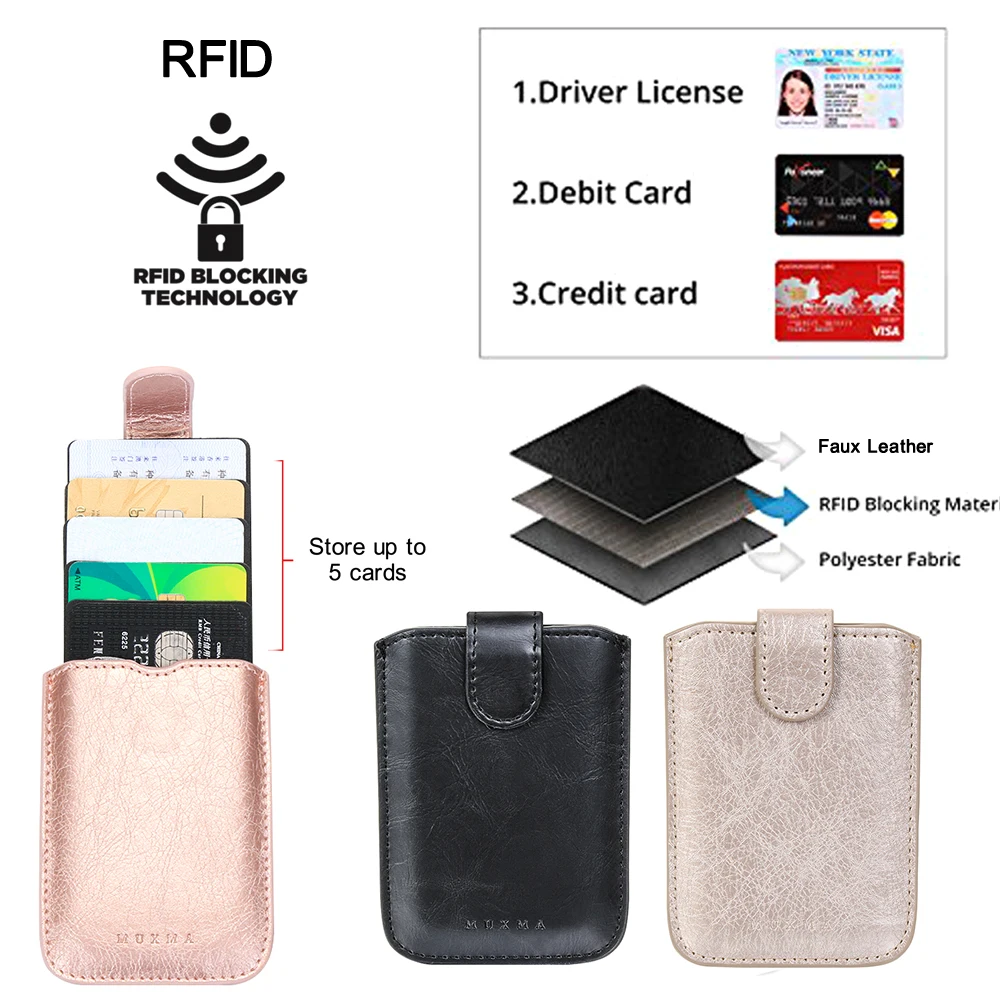 Étui portefeuille en cuir PU pour téléphone, 5 pocommuniste pour cartes, anciers sur le téléphone, porte-carte d'identité, sac adhésif, poudres de crédit, mode chaude, 1PC