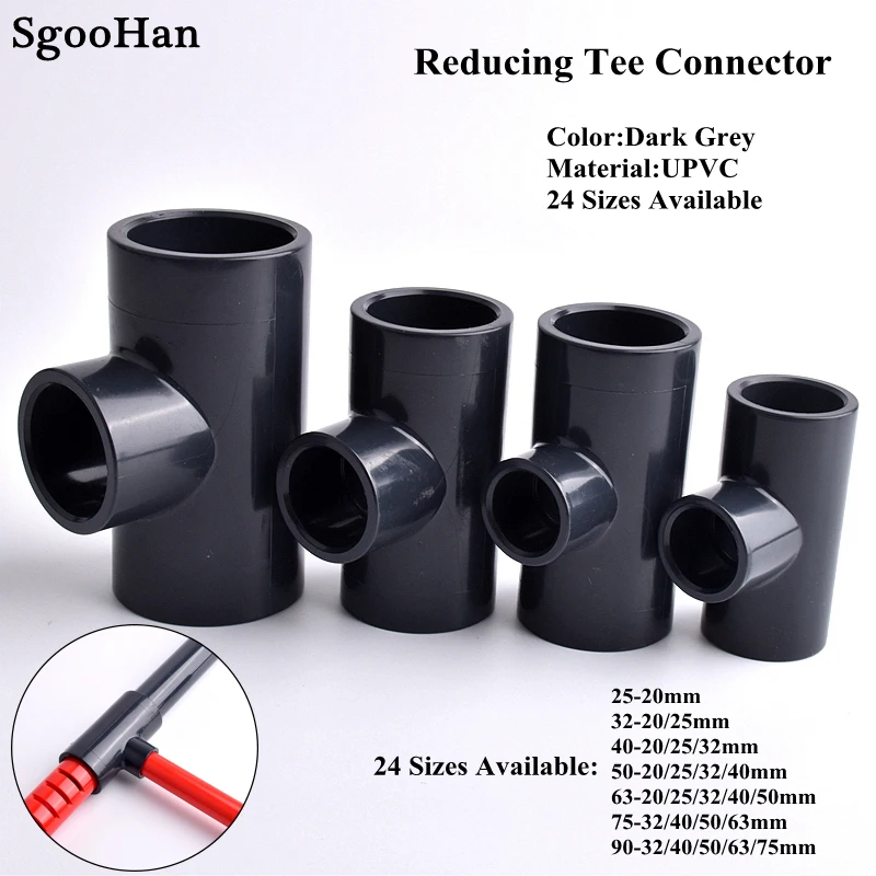 

25~50 To 20~40mm UPVC Pipe Reducing Tee Connector Irrigation System Hydroponics Frame Aquarium Fish Tank 3-Way Tee Socket Joint