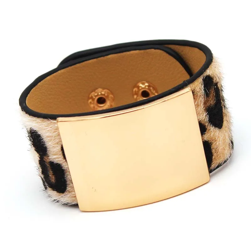 TOTABC Leopard Pattern punk Bracelet Beads Notions Leather Bangle Popular Alloy Jewelry for Women