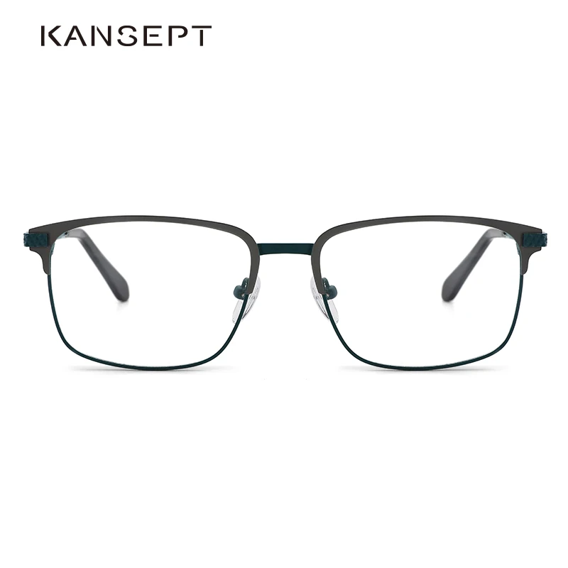 KANSEPT Metal Alloy Eye Glasses Frames for Men Square Myopia Optical Prescription Eyeglasses Frames Green Design Eyewear TM004