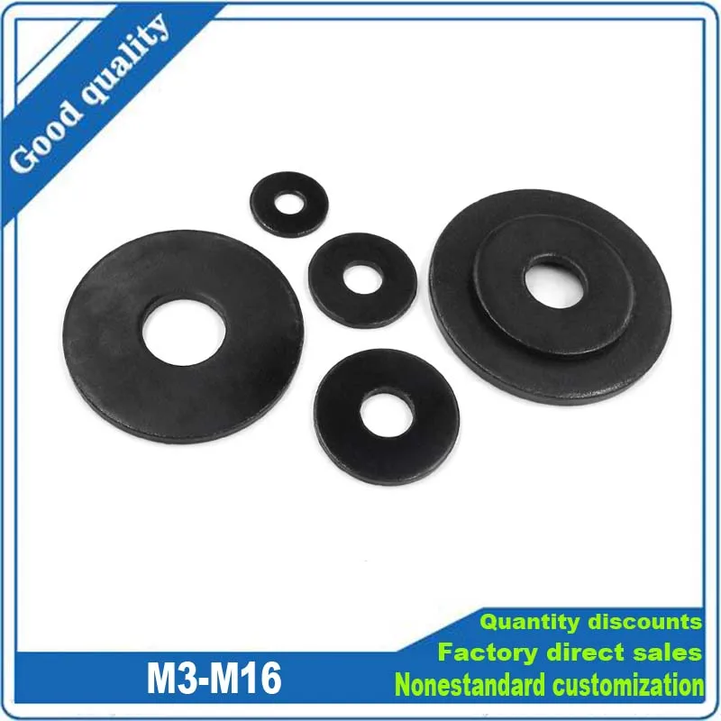 1-50pcs Non-standard M3 M4 M5 M6 M8 M10 M12 M14 M16 Black Carbon Steel Large Size Oversize Big Wider Flat Washer Plain Gasket