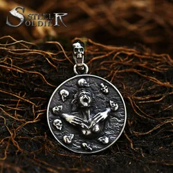 steel soldier punk Style Oval Skull Pattern pendant necklace fashion jewelry skull Pendant amulet heavy chain jewelry