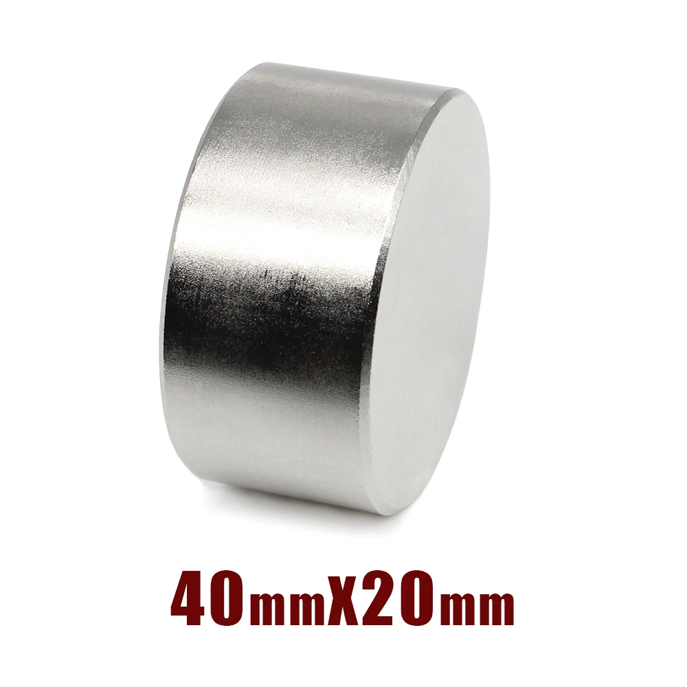 1/2PCS 40x20 mm Thick Rare Earth Neodymium Magnet 40x20mm Big Strong Round Magnets N35 Permanent Disc Search Magnet 40*20