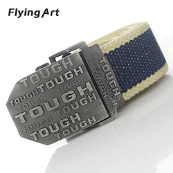Fashion Men's Canvas belt  Metal tactics woven Belt canvas belt Casual pants Cool wild gift for Men belts Tough large size