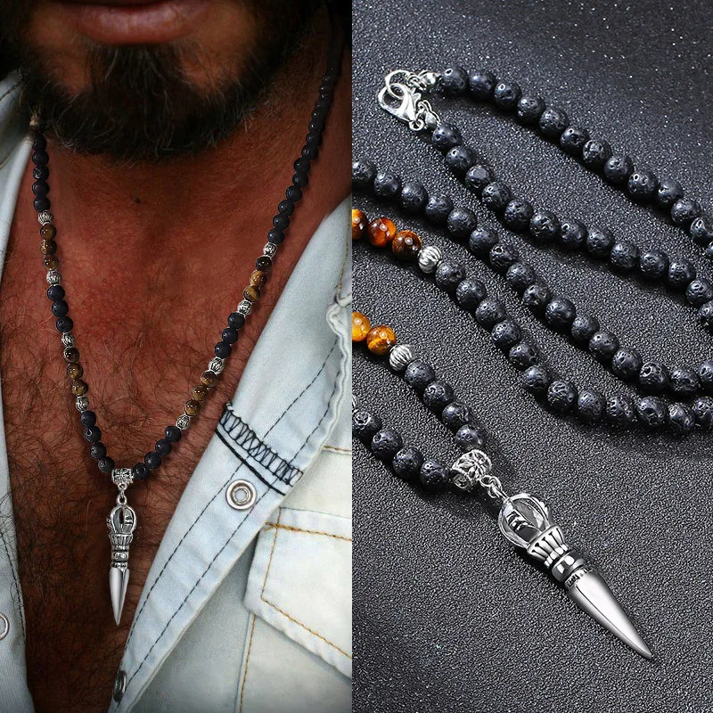 티베트 불교 PHURBA KILAYA 매직 단검 withtigers EYE LAVA STONE NECKLACE FOR MEN JEWELRY 