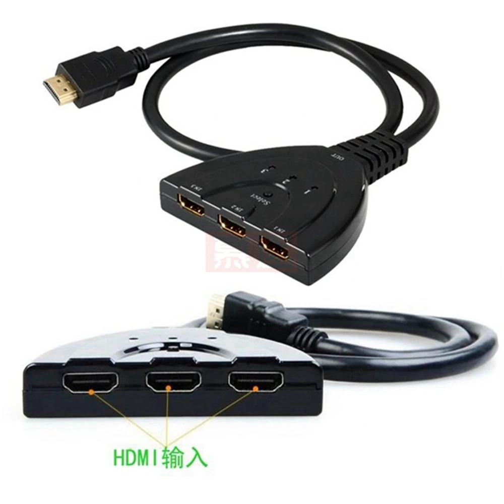 สวิตช์สลับที่รองรับ4K * 2K MINI 3พอร์ต HD ตัวแยกสัญญาณ HD พอร์ต3 in 1อะแดปเตอร์ฮับวิดีโอสำหรับ DVD HDTV Xbox PS3 PS4