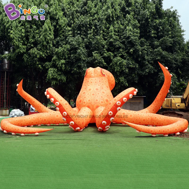 Customized 11.2x5.3 Meters Inflatable Octopus Balloons For Stage Decoration / Helloween Giant 36.7ft Inflated Squid Model Toys