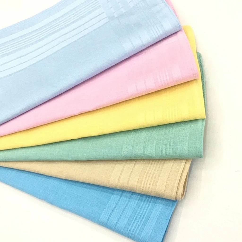 12x Pure Cotton Handkerchiefs Men Women Square Party Hankie Kerchiefs Towel Lot