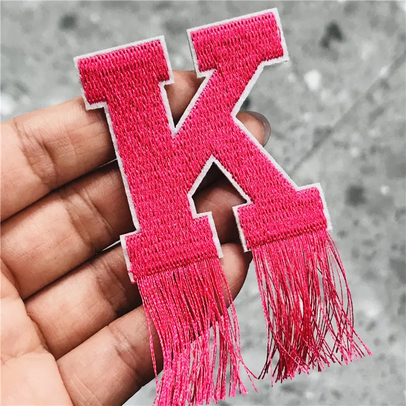 1Pcs Tassel Alphabet Letters Patch Embroidered Applique iron On Name Letter Patches DIY Accessories Stickers