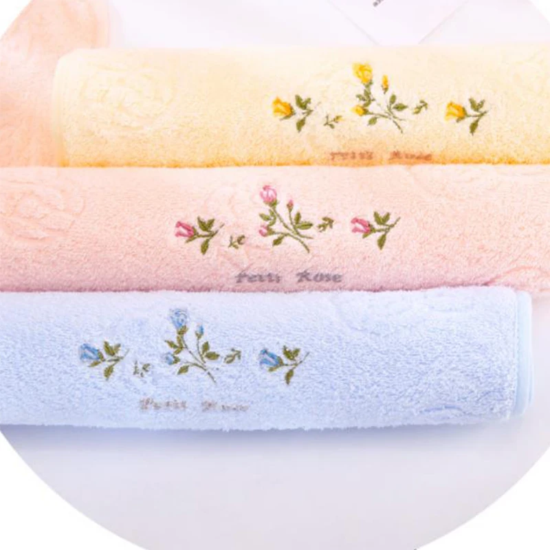 33x74CM 3 Pics Pure Cotton Towel Wash Face Household Man Woman Handkerchief Couple Adult Embroidery Soft Water Absorption