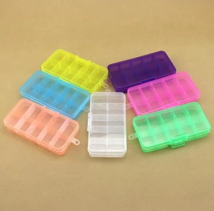 

Fast Shipping Adjustable 10 Compartment Plastic Storage Box For Jewelry Earring Tool Container Organizer 300pcs Wholesale