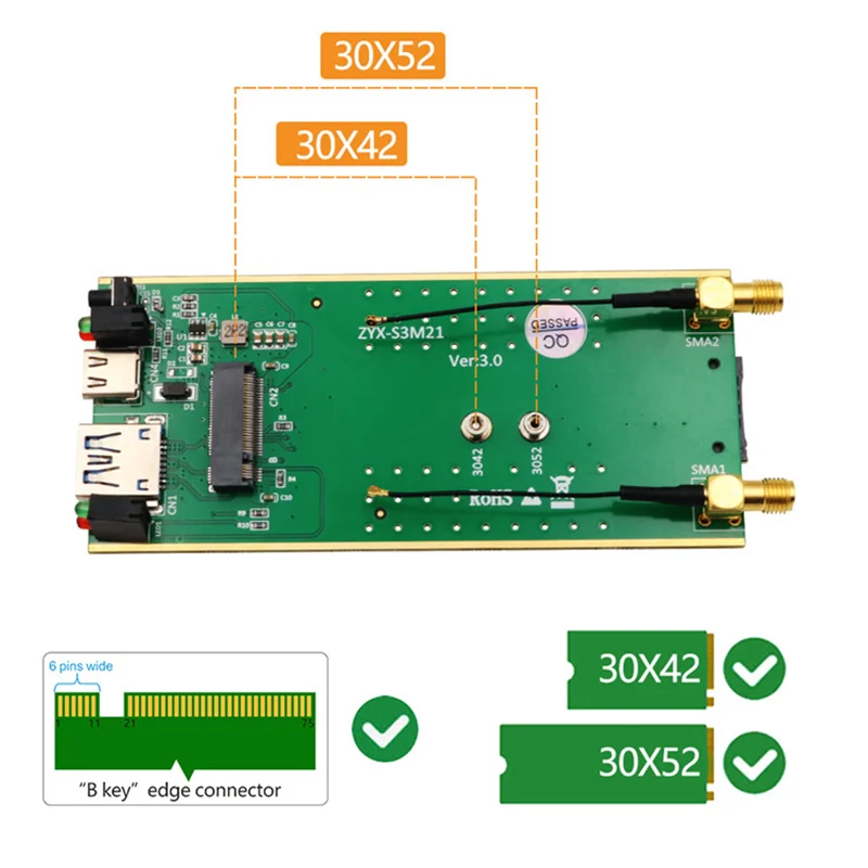 NGFF M.2 to USB 3.0 3G 4G 5G module enhanced version adapter board + black shell for EM12-G EM06-E EM160R-GL RM502Q-GL RM510Q-GL