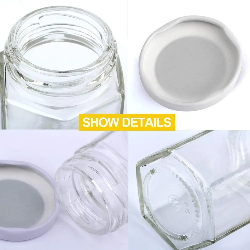 Small Mason Jars,  Small Glass Jars Mini Honey Jars Clear Hexagon Jars with Lids mini glass jar