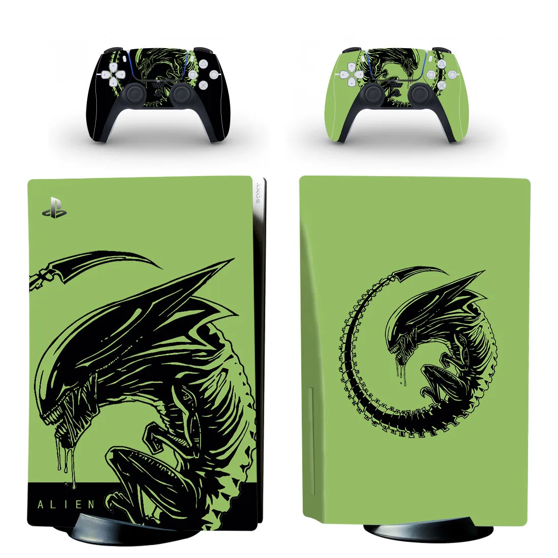 Alien PS5 Disc Skin Sticker for Playstation 5 Console & 2 Controllers Decal Vinyl Protective Disk Skins