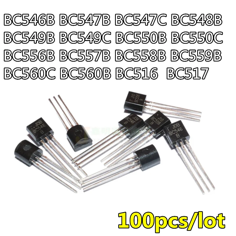 100pcs BC546B BC547B BC547C BC548B BC549B BC549C BC550B BC550C BC556B BC557B BC558B BC559B BC560C BC560B BC516 BC517 triode TO92