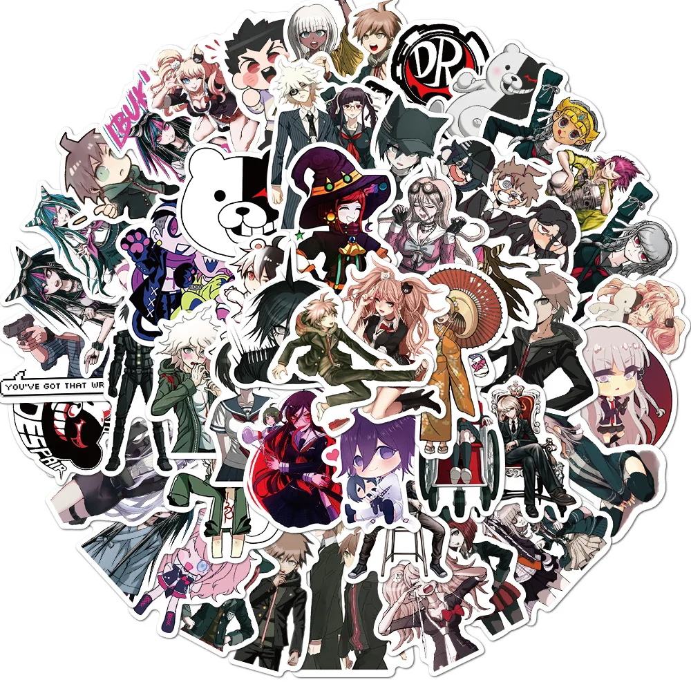 50pcs Cute Anime Stickeres Danganronpa MonoKuma Naegi Kirigiri Kyouko Scrapbook Diary Planner Laptop Phone Stationery Stickers