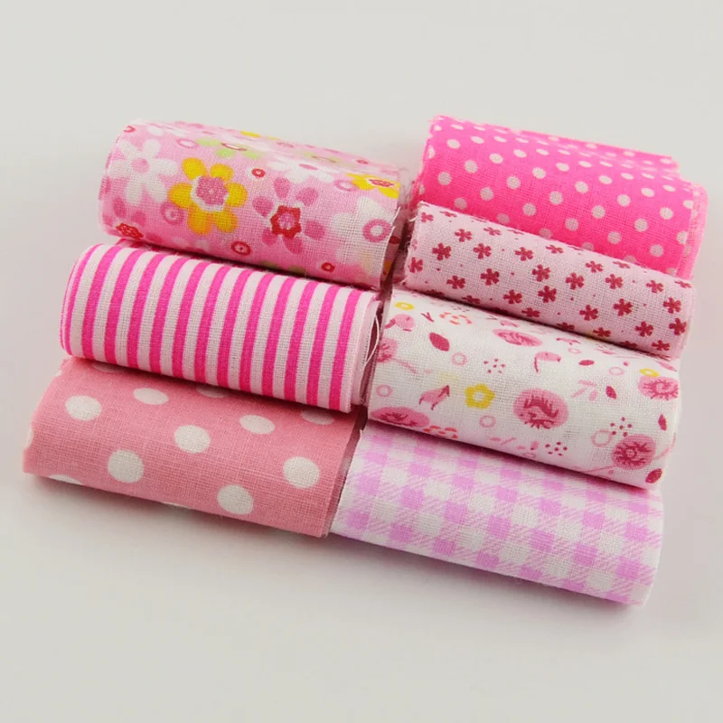 Booksew 7 PCS/Lot Pink Theme 5cmx100cm 100% Cotton Fabric Strips Jelly Roll for Scrapbooking Crafts Quilting Patchwork Tildas