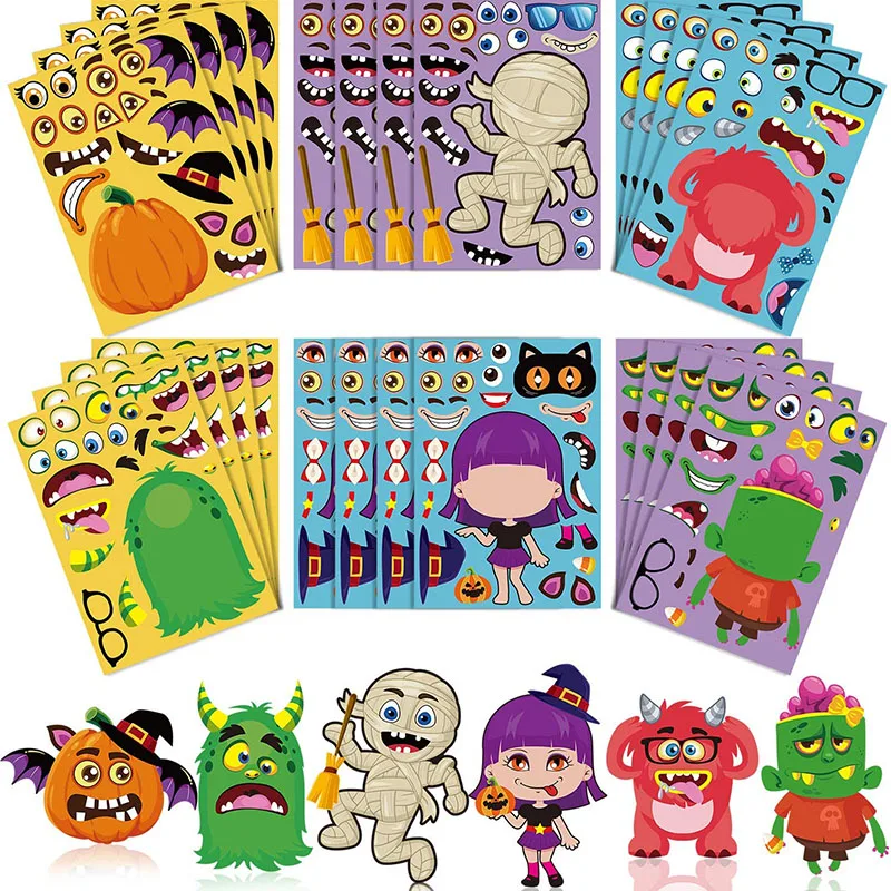 Make A Face Kids Stickers Puzzle Games Princess Costume Animal Assemble Jigsaw DIY Stickers Recognition Training Educational Toy